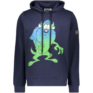 Iceberg, Sweatshirts & Hoodies, Heren, Blauw, S, Katoen, Maxi Print Hoodie