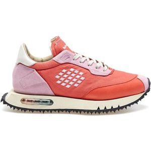 Be Positive, Schoenen, Dames, Veelkleurig, 41 EU, Leer, Zomer Space Race Sneakers Koraal