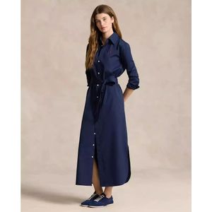 Ralph Lauren, Kleedjes, Dames, Blauw, L, Katoen, Katoenen overhemdjurk midi