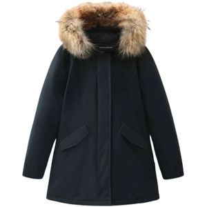 Woolrich, Jassen, Dames, Blauw, XS, Ramar Arctic Parka met Afneembare Bontkraag