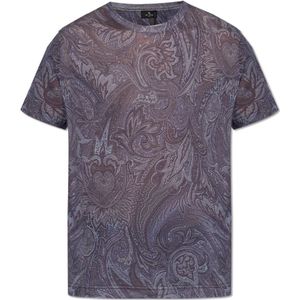 Etro, Tops, Heren, Blauw, S, Bedrukt T-shirt