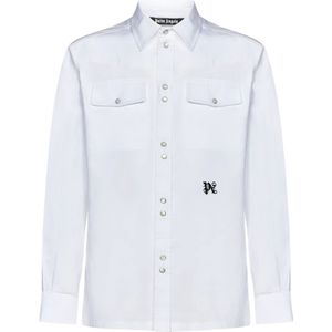 Palm Angels, Casual Shirts Wit, Heren, Maat:L