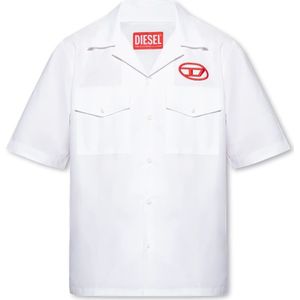 Diesel, ‘S-Mac’ shirt met monogram borduursel Wit, Heren, Maat:L