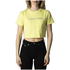Calvin Klein, Tops, Dames, Geel, S, Katoen, Gele Print T-Shirt