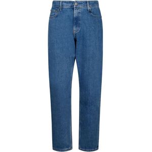 Calvin Klein, Jeans, Heren, Blauw, W33 L32, Denim, Denim Tapered Mid Blue Jeans