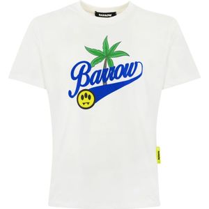 Barrow, Tops, Heren, Wit, S, Katoen, Hart Logo Oversized Wit T-shirt
