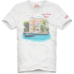 MC2 Saint Barth, Tops, Heren, Wit, M, Roller Print Logo Mouw T-shirt