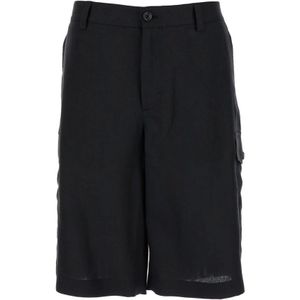 Dolce & Gabbana, Korte broeken, Heren, Zwart, M, Katoen, Zwarte Katoenen Regular Fit Shorts