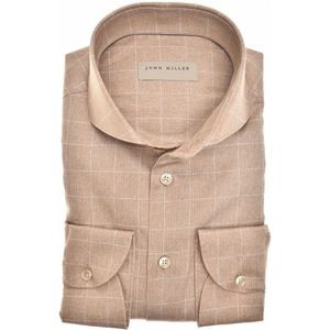 John Miller, John Miller Tailored fit shirt Bruin, Heren, Maat:3XL