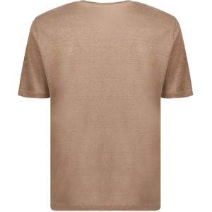 Lardini, Tops, Heren, Beige, M, Linnen, Beige Linnen T-Shirt voor Heren