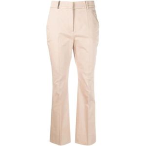 Peserico, Beige Katoenmix Stretchbroek Beige, Dames, Maat:M