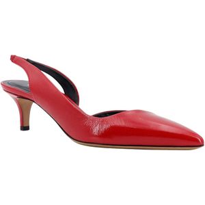 Isabel Marant, Schoenen, Dames, Rood, 36 EU, Leer, Rode Leren Slingback Puntige Neus Hakken