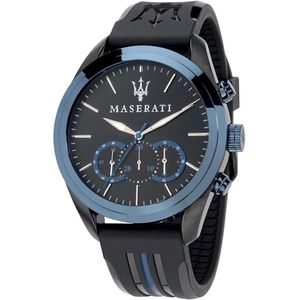 Maserati, Traguardo Siliconen Horloge Zwarte Wijzerplaat Blauwe Kast Blauw, Heren, Maat:ONE Size