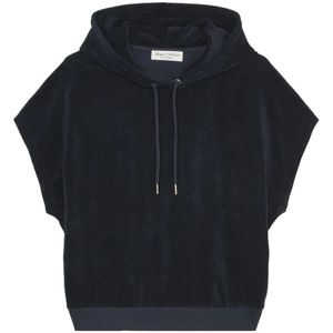 Marc O'Polo, Regelmatige korte mouwen hoodie Blauw, Dames, Maat:M