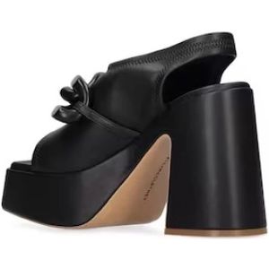 Stella McCartney, Schoenen, Dames, Zwart, 37 1/2 EU, Leer, Hoge hak sandalen