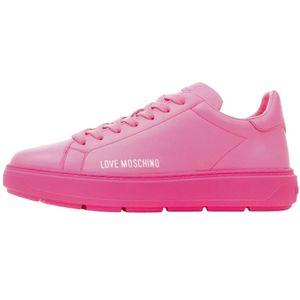 Love Moschino, Schoenen, Dames, Roze, 37 EU, Roze Leren Sneakers voor Dames