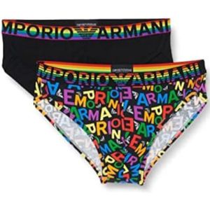 Emporio Armani, Stretch katoenen slip set met multicolor logo Veelkleurig, Heren, Maat:M