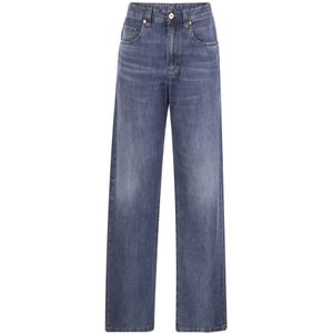 Brunello Cucinelli, Straight Jeans Blauw, Heren, Maat:2XS
