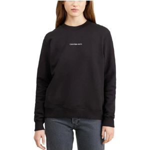 Calvin Klein, Sweatshirts & Hoodies, Dames, Zwart, S, Moderne en Elegante Institutionele Sweatshirt