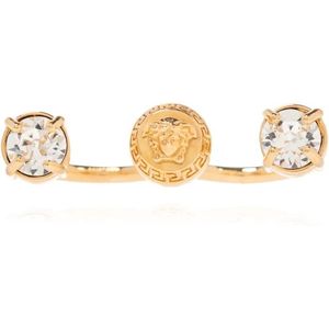 Versace, Dubbele ring met kristallen Geel, Dames, Maat:L