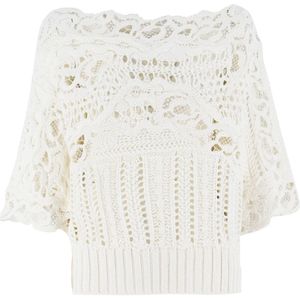 Ermanno Scervino, Round-neck Truien Wit, Dames, Maat:M