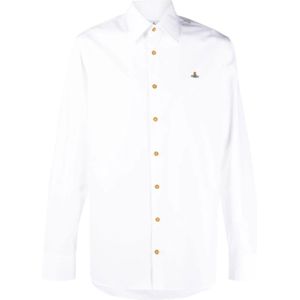 Vivienne Westwood, Overhemden, Heren, Wit, M, Katoen, Witte Orb Logo Katoenen Overhemd
