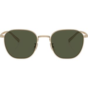 Oliver Peoples, Unisex Vierkante Gouden Zonnebril met Groene G-15 Lenzen Geel, unisex, Maat:ONE Size