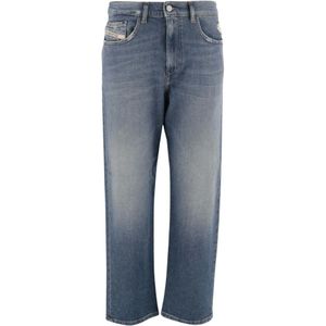 Diesel, Jeans, Dames, Blauw, W25, Katoen, Stretch Katoen Denim Jeans met Gewassen Effect