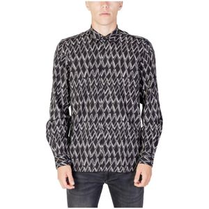 Antony Morato, Overhemden, Heren, Zwart, S, Geometrisch Langarm Herenshirt