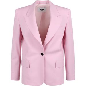 Msgm, Jassen, Dames, Roze, S, Wol, Blazer met applicatie en logo