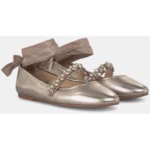 Alma EN Pena, Schoenen, Dames, Geel, 37 EU, Leer, Platte ballerina met strik