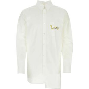 Lanvin, Witte Poplin Overhemd Wit, Heren, Maat:L