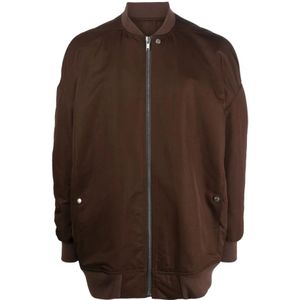 Rick Owens, Bruine jas van zuivere wol met zilveren details Bruin, Heren, Maat:XL