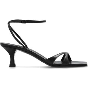 Casadei, Schoenen, Dames, Zwart, 38 1/2 EU, Leer, Sandalen met hak van leer