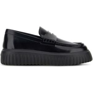 Hogan, Schoenen, Heren, Zwart, 41 EU, Zwarte Leren Slip-On Sneakers