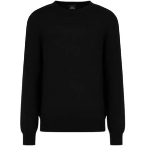 Armani Exchange, Sweatshirts & Hoodies, Heren, Zwart, S, Klassieke Crewneck Sweater