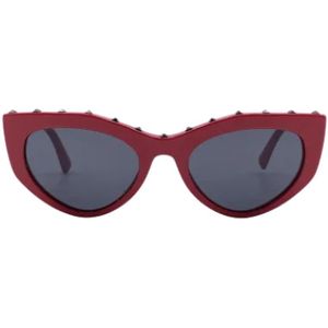 Valentino Vintage, Pre-owned, Dames, Rood, ONE Size, Leer, Pre-owned Plastic sunglasses