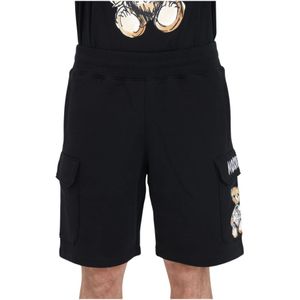 Moschino, Zwarte sportshorts met Archive Teddy Bear Zwart, Heren, Maat:L