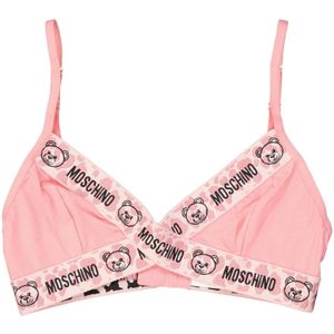 Moschino, Ondergoed, Dames, Roze, M, Katoen, Driehoek bh met Teddy Bear Print