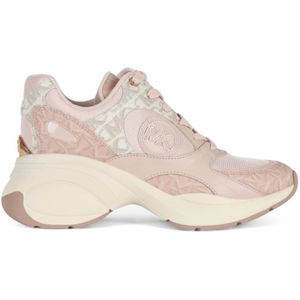 Michael Kors, Schoenen, Dames, Roze, 39 EU, Leer, Zuma Trainer Sneakers met Logo Print