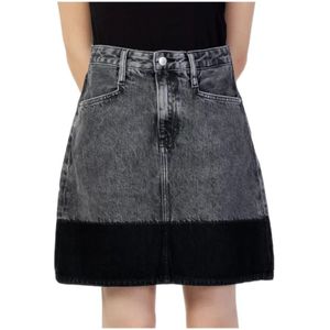 Calvin Klein Jeans, Zwarte rok voor vrouwen Grijs, Dames, Maat:W26