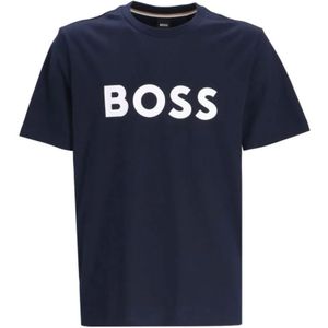 Hugo Boss, Tops, Heren, Blauw, M, Stijlvolle T-shirts Tiburt 354