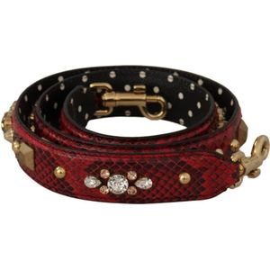 Dolce & Gabbana, Accessoires, Dames, Rood, ONE Size, Leer, Rode Python Leren Kristallen Omkeerbare Schouderband