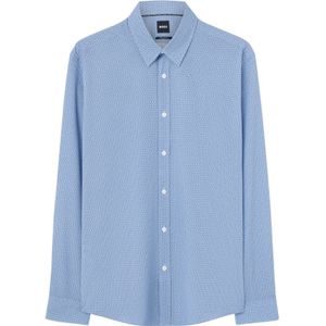 Boss, Overhemden, Heren, Blauw, M, Blauwe knoopsluiting overhemd