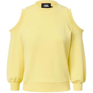 Karl Lagerfeld, Sweatshirts & Hoodies, Dames, Geel, XS, Polyester, Modal Blend Off-Shoulder Sweatshirt
