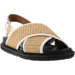 Marni, Schoenen, Dames, Bruin, 38 EU, Jute, Platte sandalen