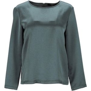 Max Mara Weekend, Blouses & Shirts, Dames, Groen, S, Polyester, Groene Polyester Blouse met Lange Mouwen