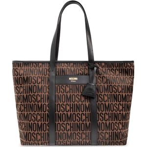 Moschino, Shopper tas met monogram Bruin, Dames, Maat:ONE Size