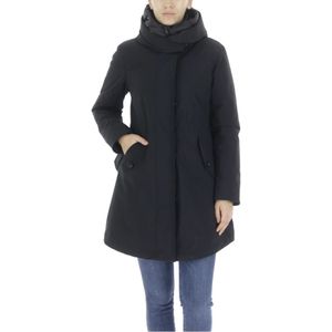 Woolrich, Afneembare gevoerde winterjas Zwart, Dames, Maat:L