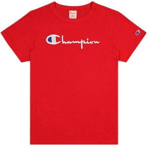 Champion, Tops, Dames, Rood, L, Katoen, Crewneck T -Shirt 110992 Rs 017